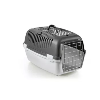 STEFANPLAST transportbur Gulliver 3 Top Free med metalldörr 61x40x38cm mörkgrå/ljusgrå