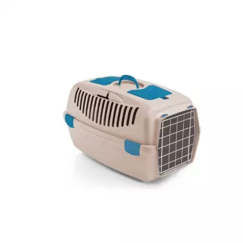 STEFANPLAST transportbur Gulliver 2 med metalldörr 55x36x35 cm vit travertin