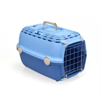 STEFANPLAST transportbur Horizon 1 med metalldörr 48x32x30 cm ljusblå/blå