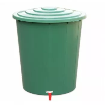 STEFANPLAST regnvattentunna 310L med lock och kran, grön, Ø80x97cm
