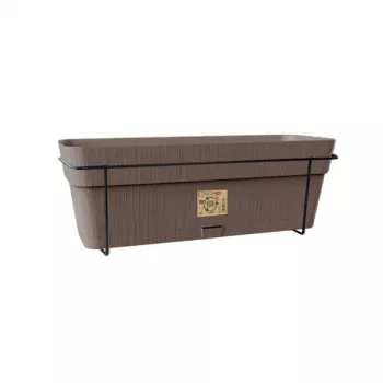 STEFANPLAST balkongset med automatiskt bevattningssystem och metallfäste 50x18x17cm brun