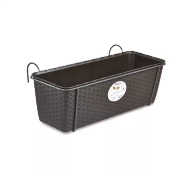 STEFANPLAST balkongblomlåda med metallfäste brun 50x18x16 cm