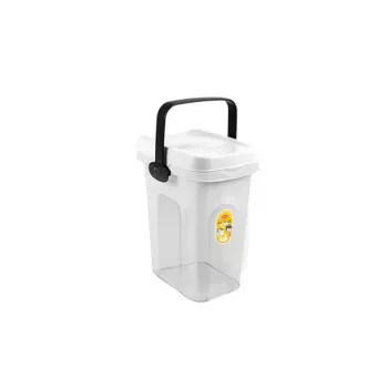 STEFANPLAST förvaringsbehållare för husdjursfoder 2,5 kg 7 L 23x19x31 cm, transparent/vit