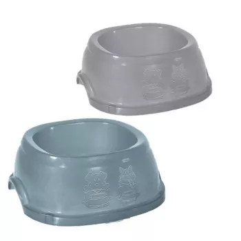 STEFANPLAST Break 5 mat- och vattenskål 3 L grå/blå 33x33x13 cm