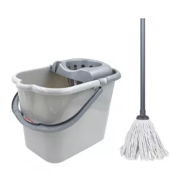 Sauber oval hink 15L med skjutbygel och moppset