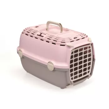STEFANPLAST transportbur Horizon 1 med plastdörr 48x32x30cm rosa/grå
