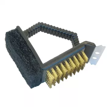 ASI COLLECTION grillborste 10 cm rostfritt stål 3-sidig T-borste med ergonomiskt handtag