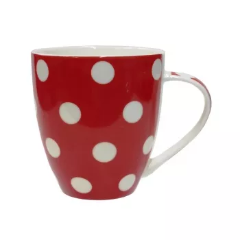 ASI COLLECTION Mugg Dots 513 ml röd med vita prickar