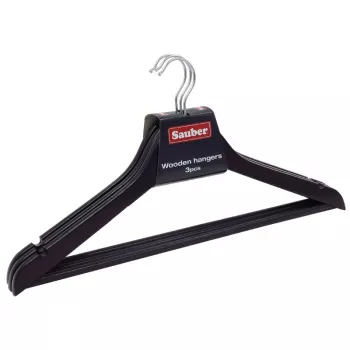 SAUBER Trägalgar, 3-pack, mörk yta, 360° roterande krok, bygel för byxor