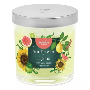 BOLSIUS Floral Fusion doftljus i glas, solros & citrus, Ø80x72mm
