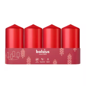 BOLSIUS ljus cylinder 4 st Ø100x48 mm röd
