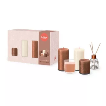 BOLSIUS Cozy Hideaway Apple Cinnamon presentset – handtvål, kroppslotion & doftljus