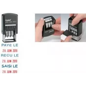 Trodat Printy Dater 4850L PAYÉ LE (FR) självstämplande datumstämpel, franska, 24 x 24 mm, svart 4850/L2