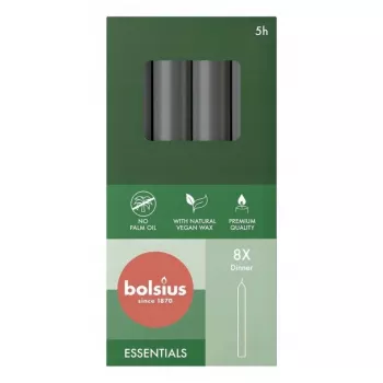Bolsius Taffelljus 8 st i en ask 170/20 mm grå