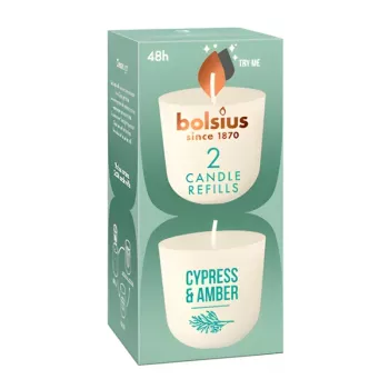 Bolsius CleanLight refillljus 2 st cypress & amber