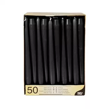 PAPSTAR stearinljus 22 x 250 mm, svart, 50-pack (10392)