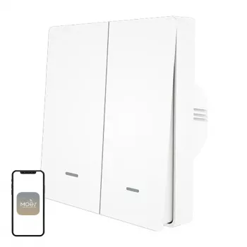 MOES ZS-B-EU2 ZigBee 2-kanals ljusbrytare, utan nolledare, vit