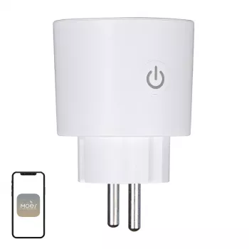 MOES MWP-EU16M-WH-MS smart plugg med energimätning, 16A, Wi-Fi, vit