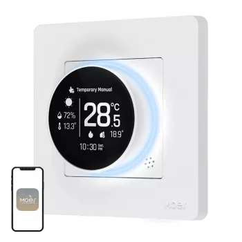 MOES ZHT-SR-GB-WH-MS ZigBee smart termostat för elvärme, vit