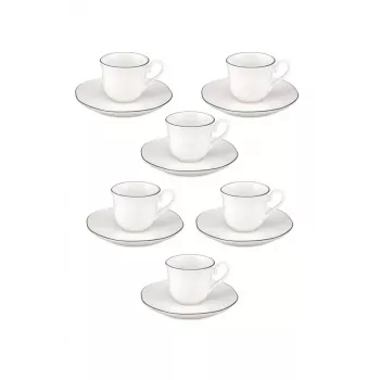 LA PORCELLANA BIANCA Teresa espressokoppsset med fat, 90 ml, porslin, vit, 12 delar