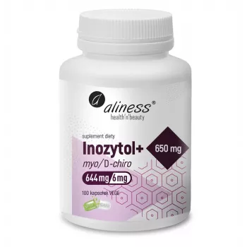 Aliness Inositol Myo/D-Chiro 650 mg + B6, 100 veganska kapslar