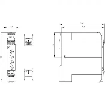 Siemens 3RP25551AW30 asymmetriskt blinktidsrelä, 24-240 V AC/DC, 2 CO, 0,05 s - 100 h, DIN-skena