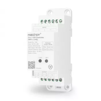 MiBoxer TW2 2-i-1 sken-LED-styrenhet för enfärgade och CCT LED-remsor, DC12/24V, WiFi + 2,4GHz RF