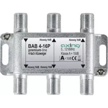 AXING BAB 4-16P - 4-vägs satellitfördelare, 16 dB fördelningsdämpning, 5-2400 MHz, F-kontakter