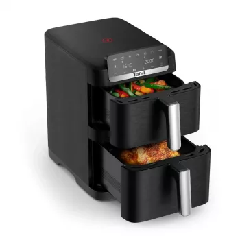 TEFAL dubbelkorgs varmluftsfritös EY7528E0 Easy Fry Crispy Stack, 2700 W, 6 L + 4 L, svart