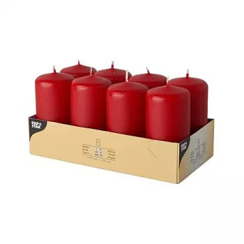 PAPSTAR blockljus 10 cm, röd, 8-pack (17987)