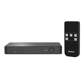 MARMITEK Connect 740 4-portars HDMI 2.0-switch med fjärrkontroll, 4K@60Hz, HDR, HDCP 2.2, metallhölje