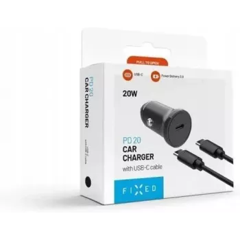 FIXED USB-C billaddare 20W med USB-C till USB-C-kabel - svart FIXCC20N-CC-BK