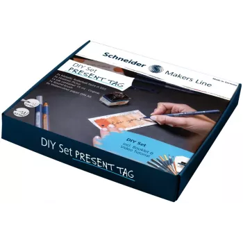 Schneider DIY presentetiketter set vit med guld- och silvermetallicpennor (ML85060902)