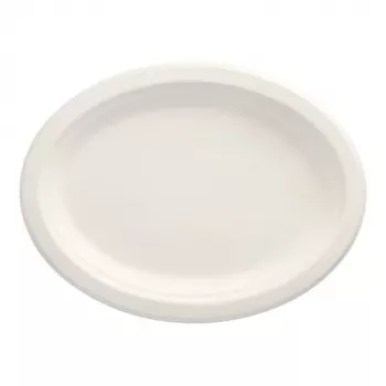 PAPSTAR pure ovala sockerrörstallrikar 260 x 200 mm, 50 st, komposterbara, mikrovågssäkra 89741