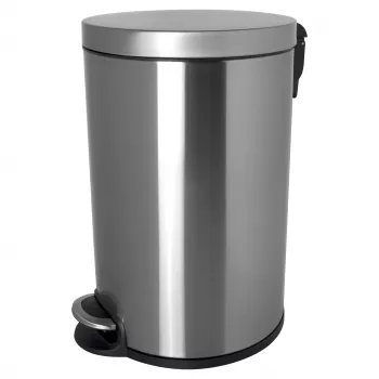 HELIT Classic pedalsoptunna 20 L rostfritt stål silver anti-fingerprint rund med uttagbar innerhink H2403600