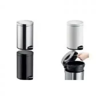 HELIT Classic pedalsoptunna 20 L rostfritt stål silver anti-fingerprint rund med uttagbar innerhink H2403600