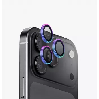 UNIQ Optix Aluguard (DX2) kameraobjektskydd för iPhone 18 Pro / iPhone 18 Pro Max – iriserande med applikator