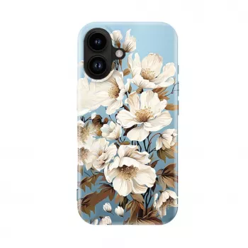 Evelatus Apple iPhone 16 Slim Shell med MagSafe – Custom Print Flower Blue
