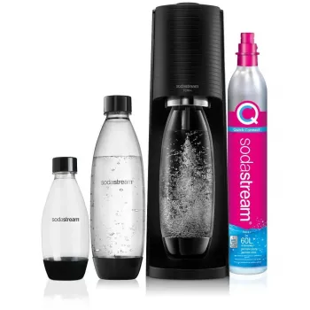SodaStream Terra Megapack svart vattenkolsyrare med 3 flaskor och Quick Connect CO2-cylinder
