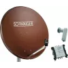 SCHWAIGER SAT-system 80 cm 6 deltagare Quattro LNB (utan switch) tegelröd med multischalter 5/6