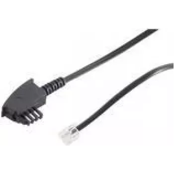 ShiverPeaks 70093-KOMSA - 3 m - TAE-F - RJ-11 - svart - kontakt/kontakt - rund telefonkabel