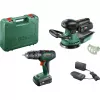 Bosch DIY-set UniversalImpact 18V + AdvancedOrbit 18V, 2x 2,0Ah Li-Ion-batteri, batterislagborrskruvdragare + batteriexcenterslipmaskin, grön (06039D410A)
