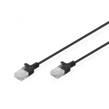 DIGITUS Slim Cat6 U/UTP patchkabel RJ45, 0,3 m, svart, LSZH