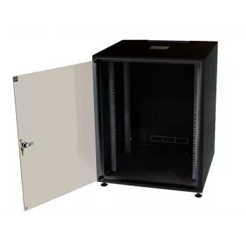 IT-BUDGET 19 inch nätverksskåp SJB, 12U, 600x600 mm (BxD), glasdörr, bakstycke, svart