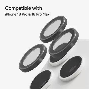 Zagg Glass Elite antireflex-kameraringar för iPhone 18 Pro Max / 17 Pro Max / 18 Pro / 17 Pro silver