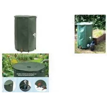 EDA RÉCUP'O hopfällbar regnvattentunna kit, 500 l, diameter 800 mm, grön, UV-beständig (010983 V.CA)