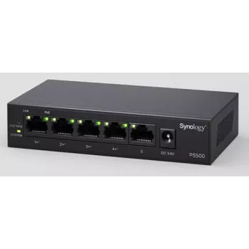 Synology PS500 PoE-switch, 5x GE-portar, 4x GE PoE+, 60 W
