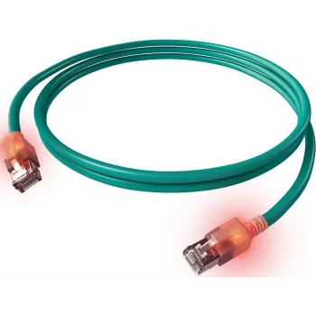 ZVK EasyLan Cat6a LED patchkabel RJ45, skärmad, 7,5 m, turkos