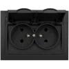 VCX WESA LC-53C Double Socket-Outlet with Flap and Earthing, Black