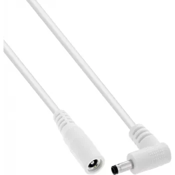 InLine® DC-förlängningskabel, vinklad kontakt, 4,0 x 1,7 mm, vit, 0,5 m